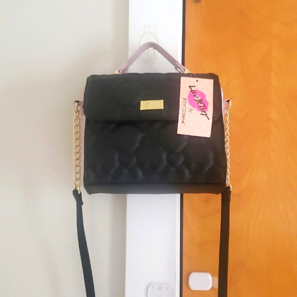 Betsey Johnson black and pink purse